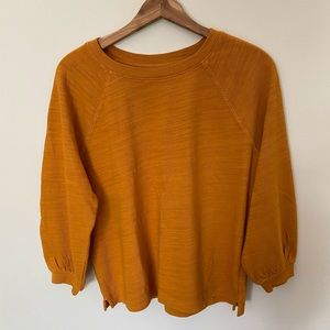 LOFT Medium cotton 3/4 sleeve crew neck top burnt orange slightly cropped